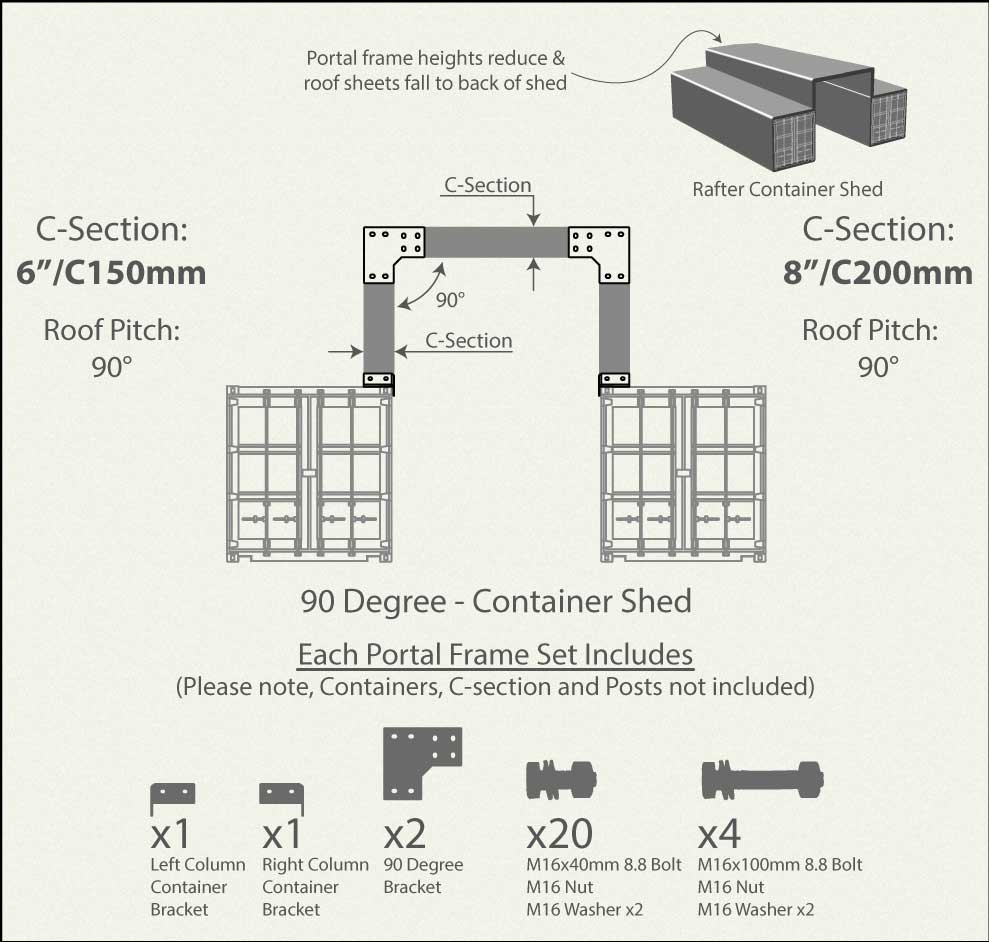 CC 90-Degree Skillion Container Shed