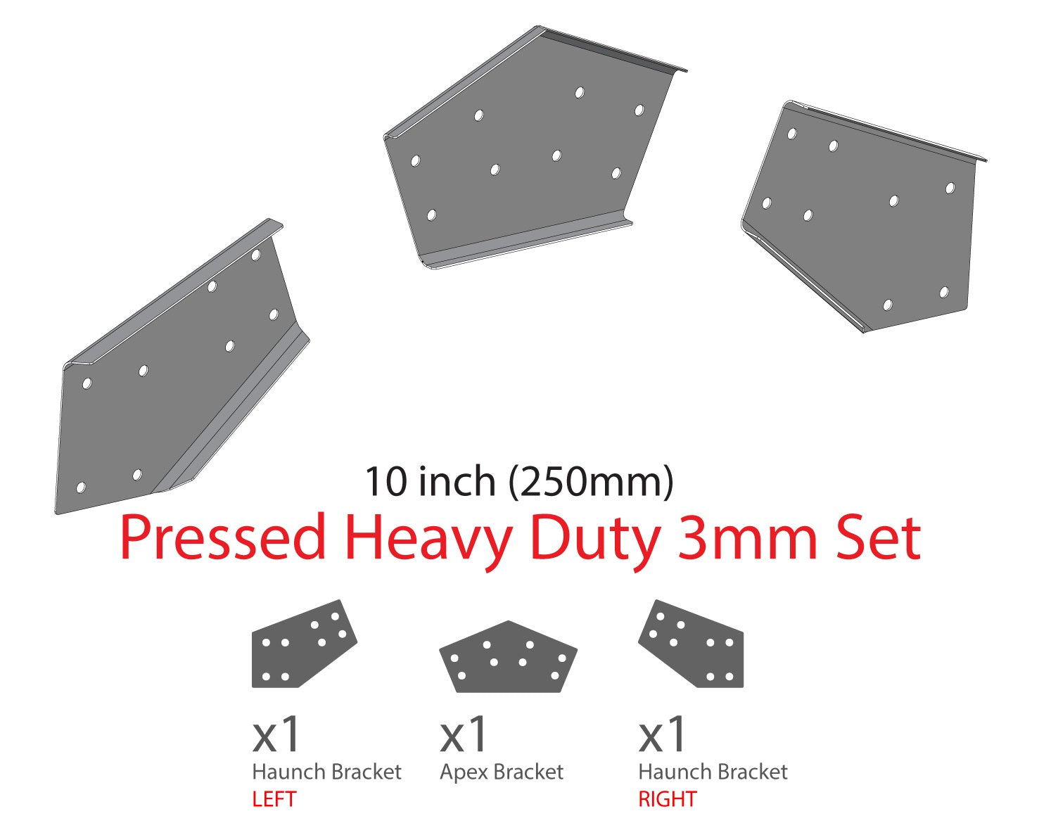 Pressed Heavy Duty Set 10 inch (250mm)  3mm G450 Z350 High Tensile Gal Flat Plates