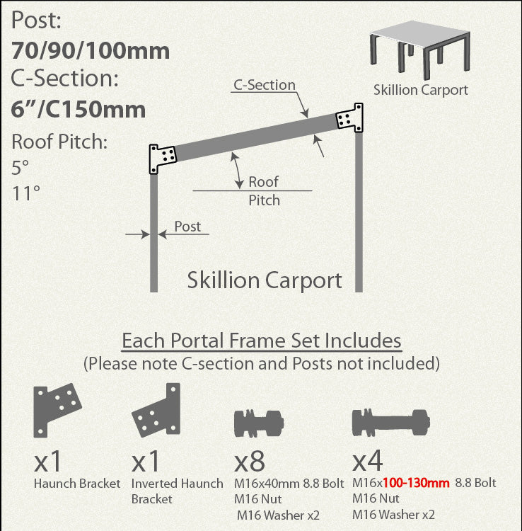 Skillion Carport Bracket Set