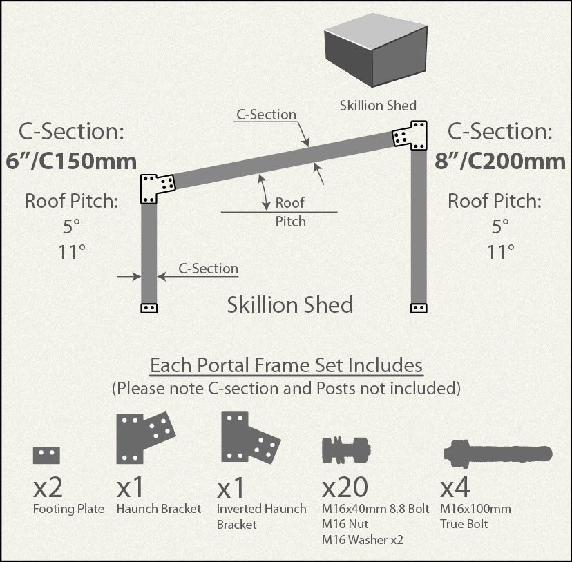 Skillion Shed Bracket Set